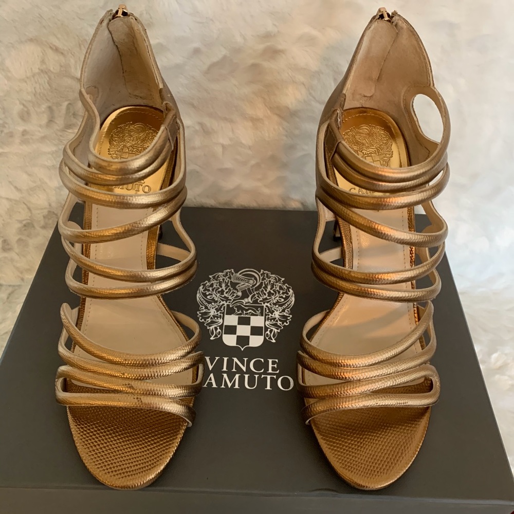 Vince Camuto Copper Leather Strappy Sandals Sz 8m